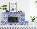 4" X 4" Vintage Turq Blue And White Peel And Stick Removable Tiles