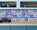 4" X 4" Vintage Turq Blue And White Peel And Stick Removable Tiles