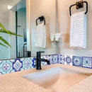 4" X 4" Vintage Turq Blue And White Peel And Stick Removable Tiles