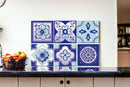 4" X 4" Vintage Turq Blue And White Peel And Stick Removable Tiles