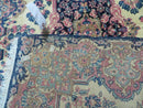 Antique Persian Kirman Rug 3.9 x 6.6, Floral Oriental Carpet, Ivory/Cream - Blue - Pink, Hand Knotted Wool Rug, Floral Medallion Rug 4x6