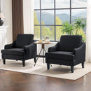 Grey Textured Linen Upholstered Accent Armchairs Pair