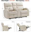 65.7-Inch Zero Wall Recliner Loveseat With Console