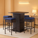 5 Piece Outdoor Bar Set Navy Blue Bar Height Table Storage