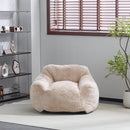 Auch Indoor Armchair Style Bean Bag with Beige Faux-Fur and Adaptive Foam, 40 x 38 x 25.5 inches