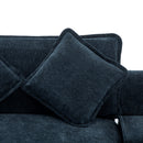 Contemporary Chenille Upholstered Sectional Sofa with Ottomans, USB Ports, Cup Holders & Storage, Blue