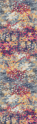15' Runner Blue and Ivory Abstract Runner Rug