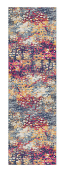 15' Runner Blue and Ivory Abstract Runner Rug