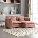 UNITED WE WIN Chenille fabric, removable armrests with side pockets, high density sponge filling, oversized double sofa with footstool