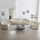 Light Coffee Chenille 3 Piece Sofa Set With Two Singles