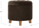 Brown Velvet Upholstered Ottoman With Concealed Storage