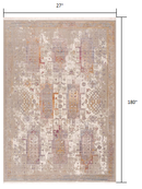 10' Runner Beige and Ivory Medallion Power Loom Runner Rug