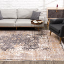 10' Runner Gray and Ivory Oriental Power Loom Runner Rug