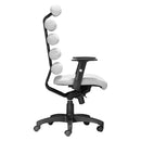 White and Black Adjustable Swivel Faux Leather Rolling Executive Office Chair