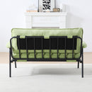 The 53-inch green sofa offers a spacious layout in the small apartment, easily handling various scenarios from watching movies to working