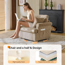 Vingl Modern 39.2Inch ExtraWide Swivel Armchair Khaki