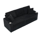 80-inch two-in-one folding sofa, foldable hidden lying function, corduroy fabric, equipped with cup holder and pillow, easily adapts to the living room space, black