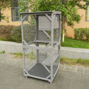 Catio Large Wooden Cat House Outdoor Indoor Cat Enclosures On Wheels, Wooden Kitty House Shelter Outside with Resting Box, Waterproof Roof (Grey, 31.5' D x 36.6' W x 71' H)
