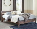Queen Panel Platform Bed Dark Brown Walnut Storage