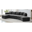 146.9" L-shaped Sofa Sectional Sofa Couch Pull-out Sofa Bed with a Movable Storage Ottoman, a Storage Chaise Lounge and Two USB Ports for Living Room, Grey