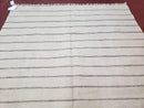 New Turkish Kilim Rug, Striped Area Rug, Southwestern Style, Off-white/Ivory Color, 5x8 Kilim Carpet, Hand-Knotted, Flatweave, Wool