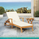 Versatile Chaise Lounge with Wheels - Acacia Wood Recliner for Patio, Cream Cushion, Adjustable Backrest