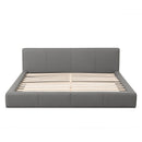 Stylish Gray Upholstered Bed with Faux Leather, Queen Size, Minimalist Design