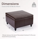 Square Leather Storage Ottoman 30-Inch Brown Durable