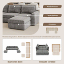 115x58" Chenille Modular Sectional Sofa,U Shaped Reversible Couch,Free Combination,6 Seat Sleeper Sofa Bed with Ottoman,Convertible Oversized Indoor Furniture for Living Room,Gray