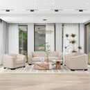 Modern Velvet Upholstered 3-Piece Sofa Set with Rubber Wood Legs in Beige