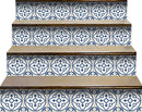 6" X 6" Tulipa Blue and White Peel and Stick Removable Tiles