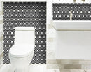 7" X 7" Black and White Floral Peel and Stick Removable Tiles