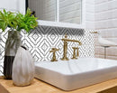 8" X 8" Black and White XL Prism  Peel and Stick Removable Tiles