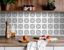 5" X 5" White and Black Cross Peel and Stick Removable Tiles