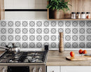 5" X 5" White and Black Cross Peel and Stick Removable Tiles