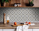 8" X 8" Black and White Rolla Peel and Stick Removable Tiles