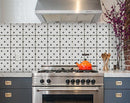 6" X 6" Black and White Rosa Peel and Stick Removable Tiles