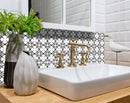 7" X 7" Black and White Quattra Peel and Stick Removable Tiles
