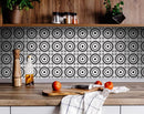 4" X 4" Black and White Posy Peel and Stick Removable Tiles