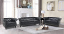 Modern Black Faux Leather Tufted Sofa and Chair Set