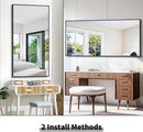 30x60 Inch Black Rectangle Wall Mounted Bathroom Mirror
