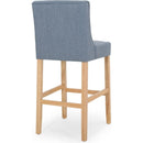 Vienna Contemporary Fabric Tufted Wingback 31 Inch Counter Stools, Set of 2, Light Blue and Natural