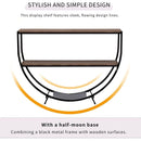 Rustic Industrial Design Demilune Shape Textured Metal Distressed Wood Console Table (Dark Brown)