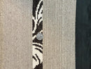 Modern Tibetan Nepali Rug 8x12, Stripe Pattern, Wool with Silk Highlights, Handmade, Beige Tan Brown
