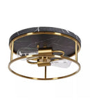 Alsy 13"W 2-Light Brushed Gold with Black Marbled Base Flush Mount Light Fixture