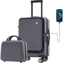 Carry-on Luggage 20 Inch Front Open Luggage Lightweight Suitcase with Front Pocket and USB Port, 1 Portable Carrying Case