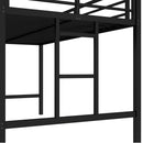 Twin Size Metal Loft Bed, Loft Bed with Easy Climbing Ladder and Guardrails for Kids, Black
