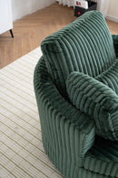 Oversized 360 Degreed Swivel Accent Chair Modern Soft Plush Corduroy Round Barrel Chair for Living Room Bedroom with Pillows, Green