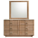 Leanne 6-drawer Sinter Stone Top Dresser and Mirror Light Oak