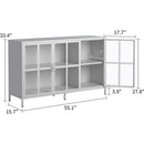 Modern Sideboard Buffet Cabinet with Storage Premium Steel Storage Cabinet, Adjustable Feet,Glass Doors,Large Capacity Organizer